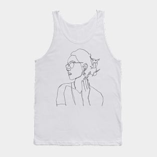 Woman in glasses rough Tank Top